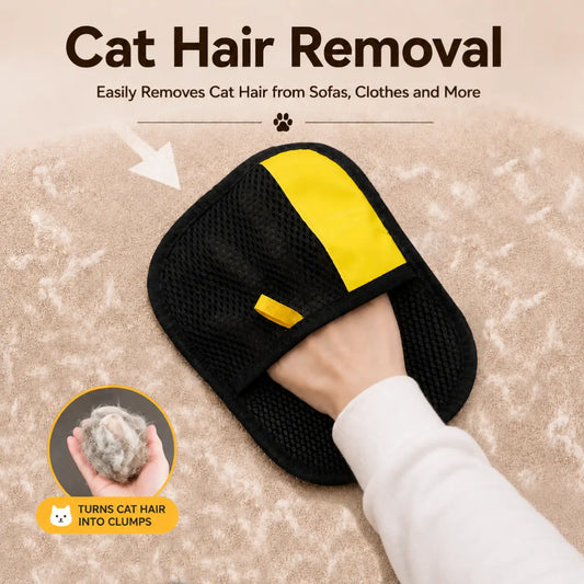 Upgraded Pet Hair Removal Glove for Cats and Dogs - Reusable Electrostatic Fur Remover Mitt for Furniture, Carpets, and Car Seats, Includes Cat Keychain