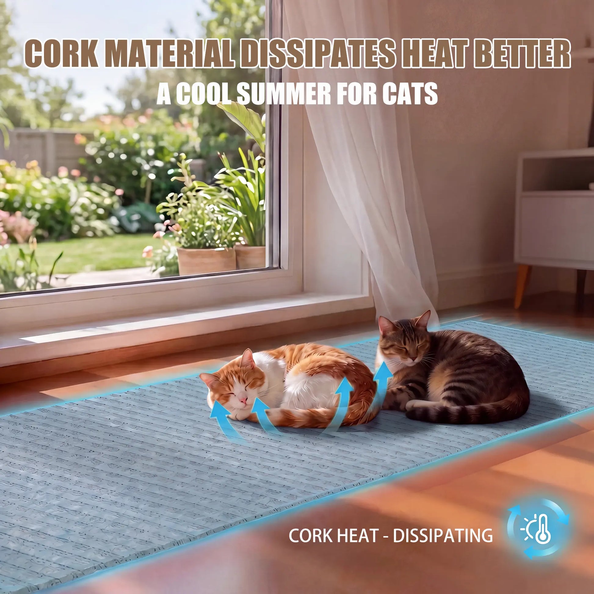 Enhanced Natural Cork and Felt Cat Scratching Mat, Durable Furniture Protector with 3M Adhesive, Customizable Fit for Sofa, Floor, and Wall, Eco-Friendly Cat Toy by Mocherpion