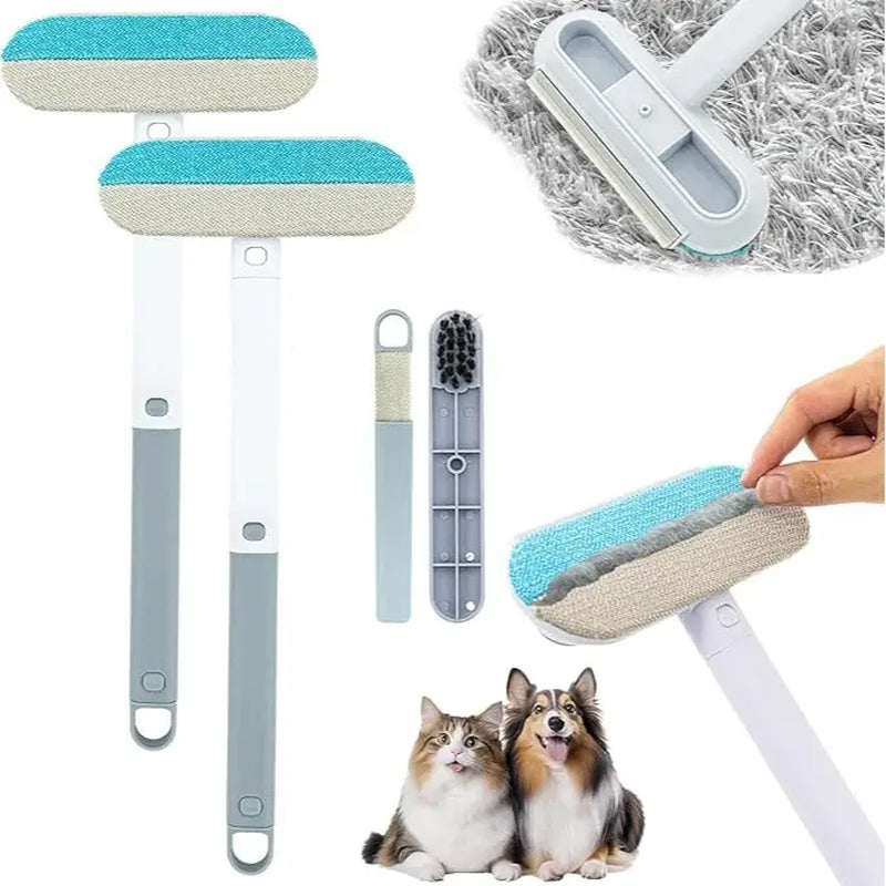 4-in-1 Reusable Lint Remover Broom with 17.7-Inch Standard Handle for Pet Hair Removal from Furniture and Car Seats