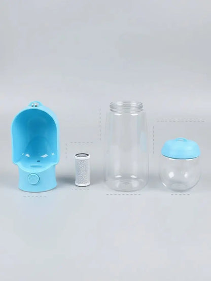 3-in-1 Portable Pet Water Bottle - 20oz Leak-Proof Container with Integrated Poop Bag Dispenser for Travel, Hiking, and Outdoor Activities