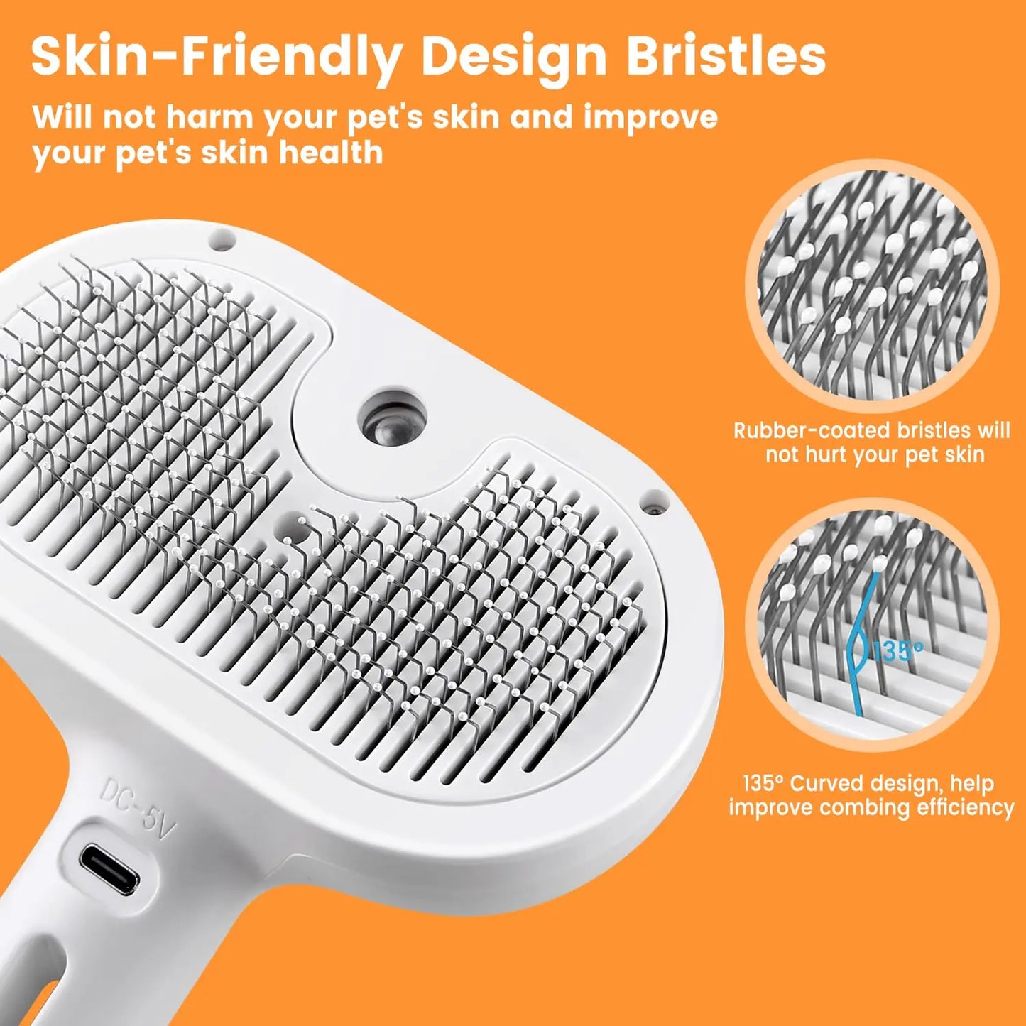 3-in-1 Steam Pet Grooming Brush for Dogs and Cats - Effective Tool for Removing Tangled Loose Hair from Long and Short Fur