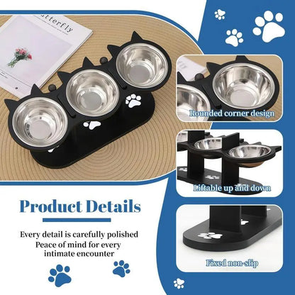 Elevated Multi-Layer Cat Feeder with Food and Water Bowls, Featuring 3 Stands, Easy Assembly, and Portable Design, Perfect for Multi-Cat Households