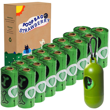 DGAPHRO Lavender Scented Dog Poop Bags - Thick, Leak-Proof Rolls (16 Rolls, 240 Bags) with Dispenser and Leash Clip for Convenient Pet Cleanup and Outdoor Use