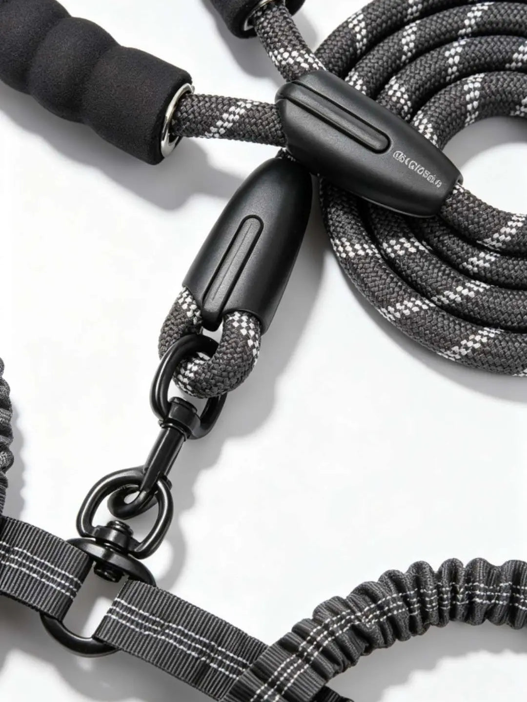 Dual Dog Leash - Tangle-Free, Shock-Absorbing Bungee Leash with Reflective Strips for Small, Medium, and Large Dogs, Compatible with No Pull Harnesses