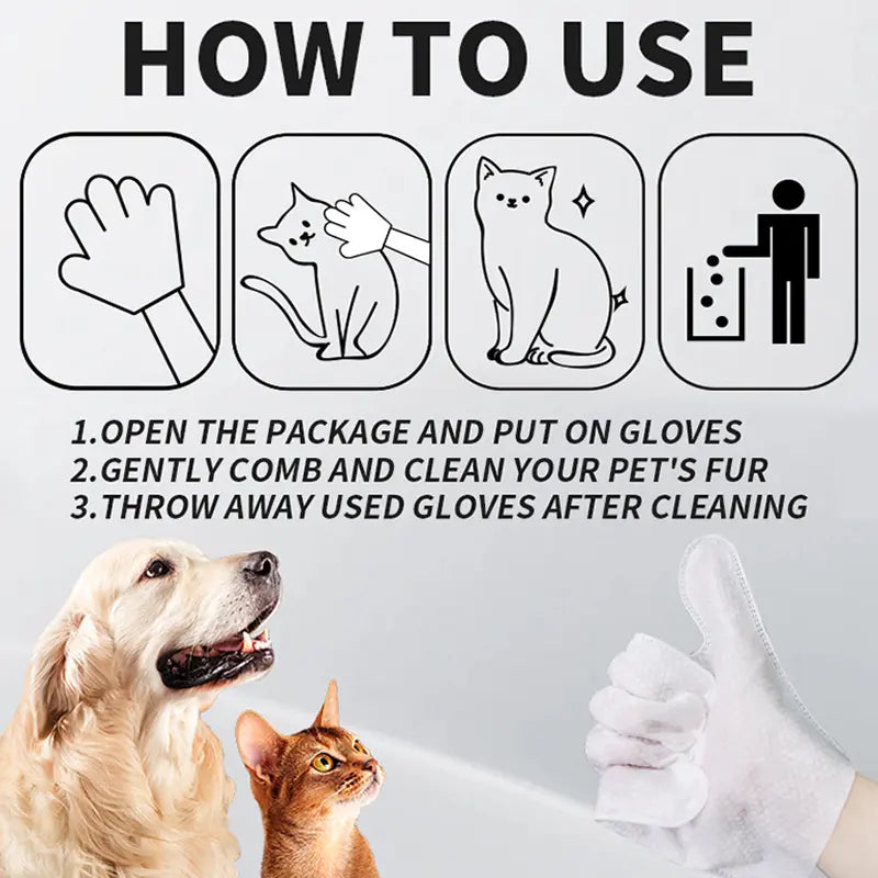 20-Piece Hypoallergenic Pet Cleaning Gloves and Coconut Oil Grooming Wipes for Deodorizing and Bathing Dogs