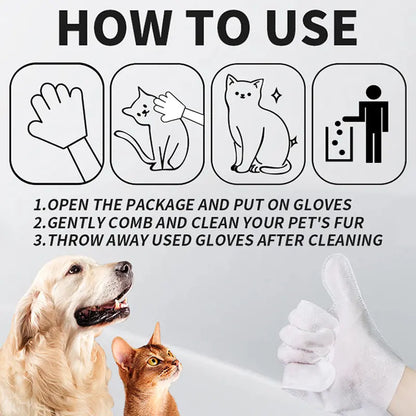 20-Piece Hypoallergenic Pet Cleaning Gloves and Coconut Oil Grooming Wipes for Deodorizing and Bathing Dogs