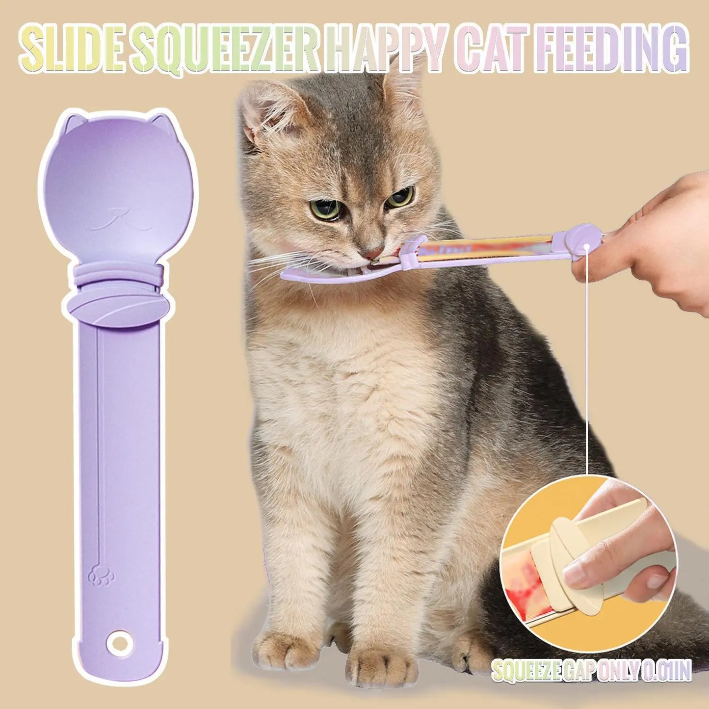 4 Counts Cat Treat Spoon Multifunctional Dispenser for Wet Food, Licky Treats Squeeze & Puree Tubes, Easy Feeding and Storage with with Extra Long Handle Design, Cat Accessories