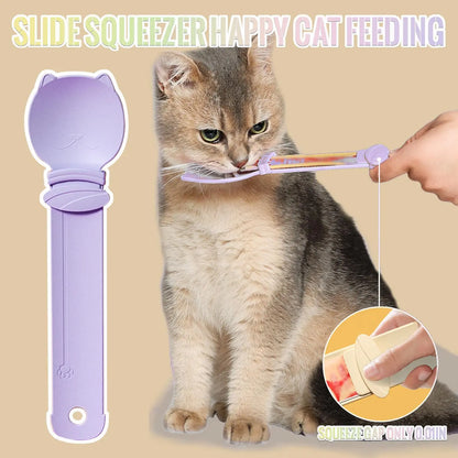 4 Counts Cat Treat Spoon Multifunctional Dispenser for Wet Food, Licky Treats Squeeze & Puree Tubes, Easy Feeding and Storage with with Extra Long Handle Design, Cat Accessories