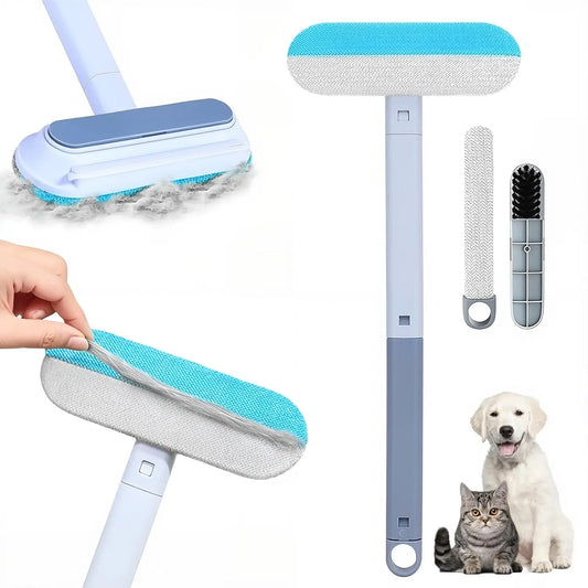 4-in-1 Reusable Lint Remover Broom with 17.7-Inch Standard Handle for Pet Hair Removal from Furniture and Car Seats