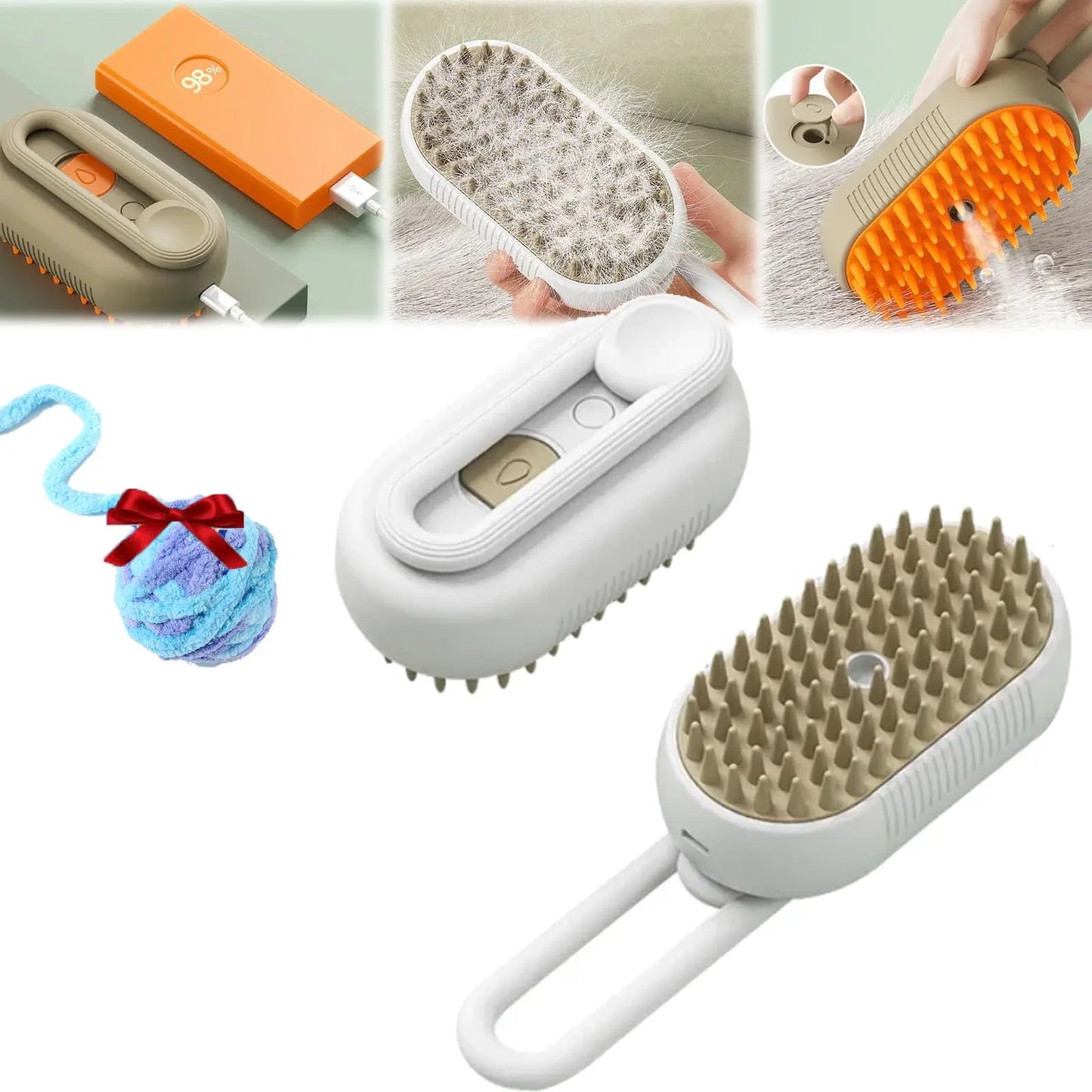 3-in-1 Steam Pet Grooming Brush for Dogs and Cats - Effective Tool for Removing Tangled Loose Hair from Long and Short Fur