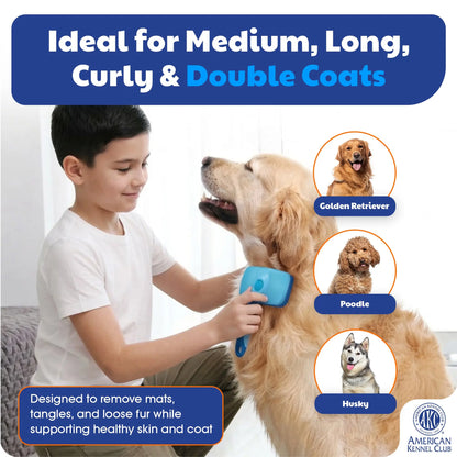 American Kennel Club Retractable Bristle Self-Cleaning Grooming Brush for Dogs and Cats