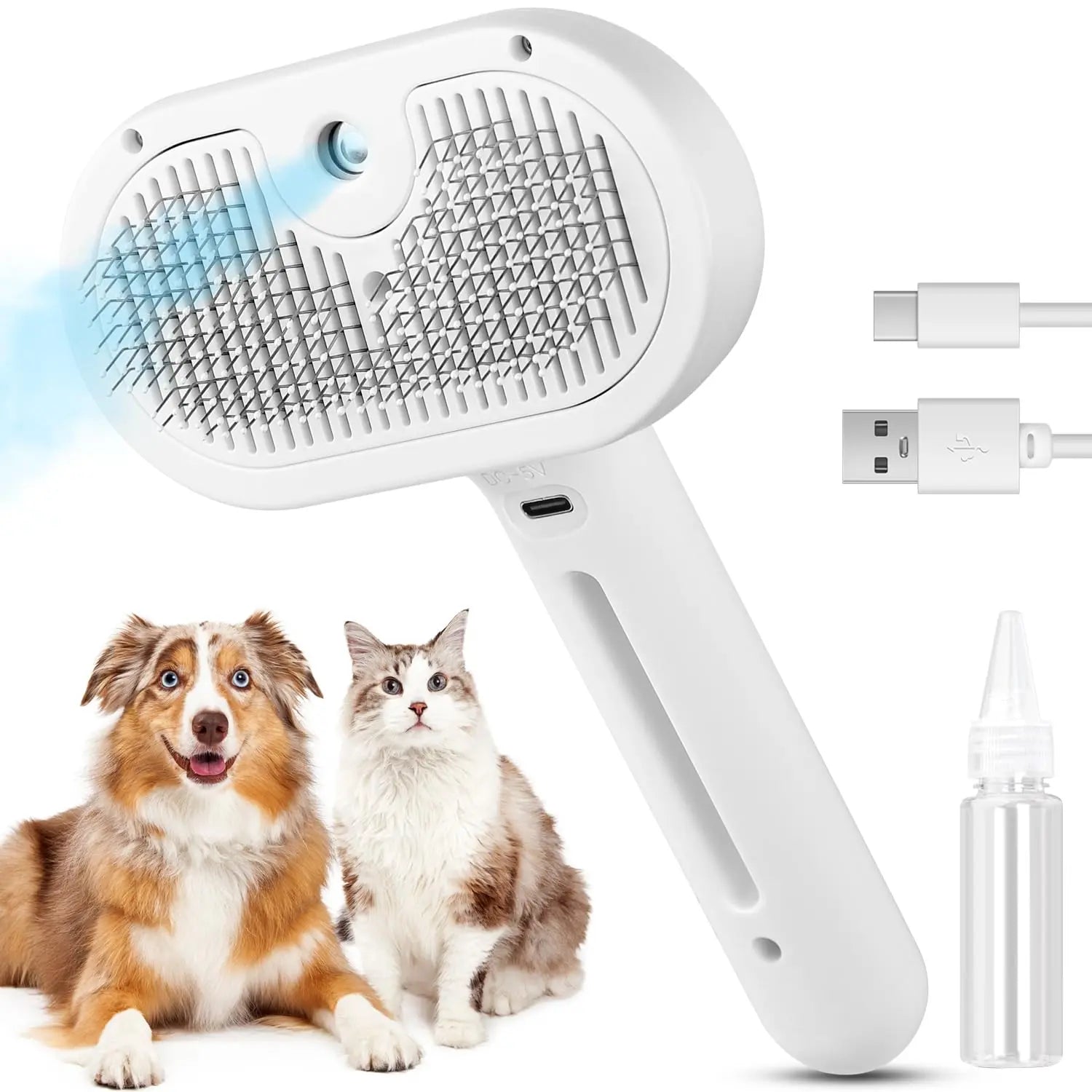3-in-1 Steam Pet Grooming Brush for Dogs and Cats - Effective Tool for Removing Tangled Loose Hair from Long and Short Fur