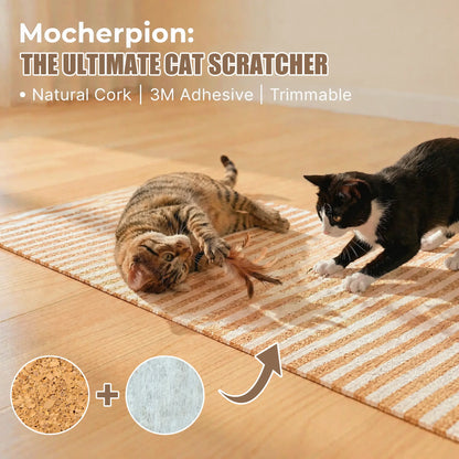 Enhanced Natural Cork and Felt Cat Scratching Mat, Durable Furniture Protector with 3M Adhesive, Customizable Fit for Sofa, Floor, and Wall, Eco-Friendly Cat Toy by Mocherpion