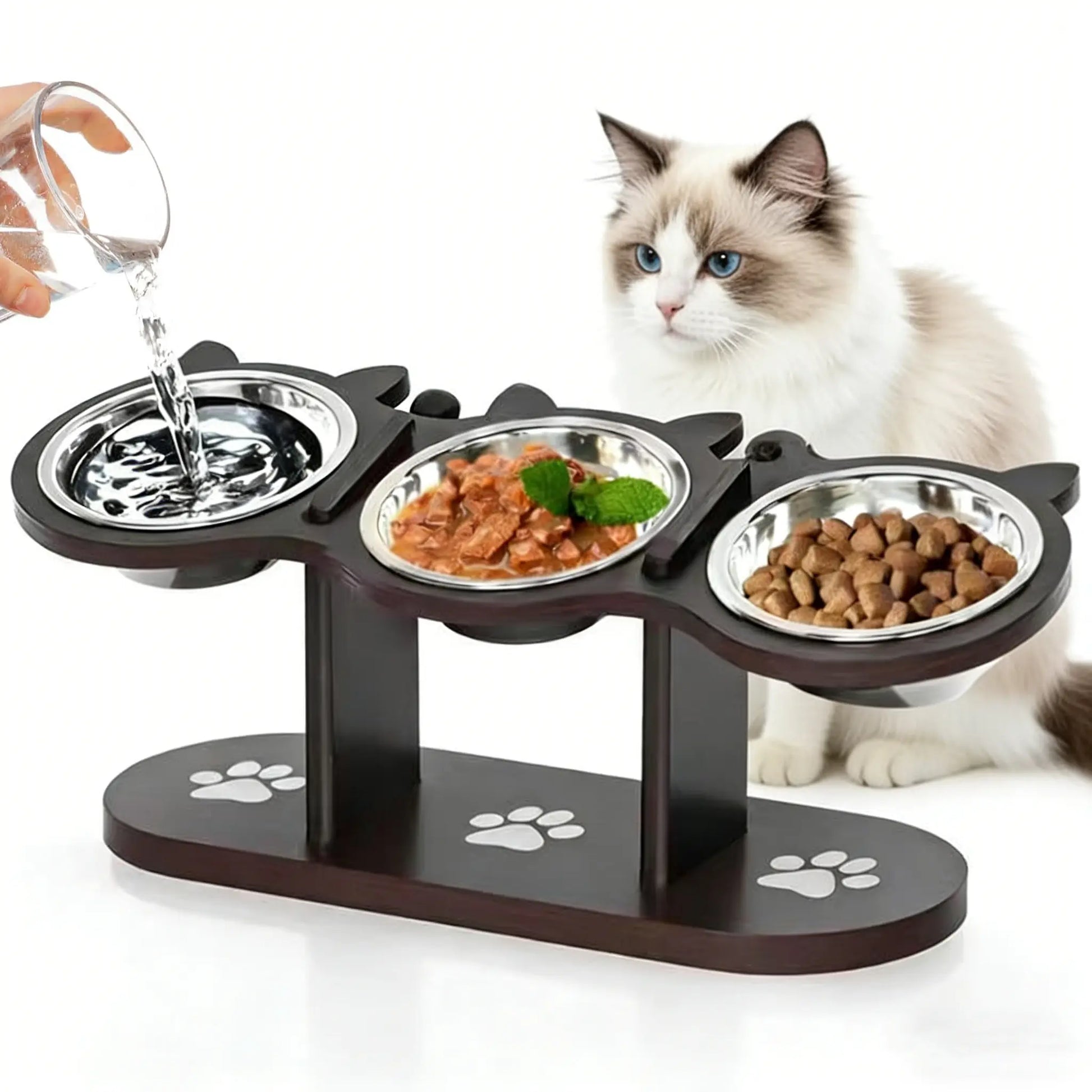Elevated Multi-Layer Cat Feeder with Food and Water Bowls, Featuring 3 Stands, Easy Assembly, and Portable Design, Perfect for Multi-Cat Households