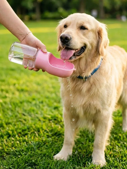 3-in-1 Portable Pet Water Bottle - 20oz Leak-Proof Container with Integrated Poop Bag Dispenser for Travel, Hiking, and Outdoor Activities