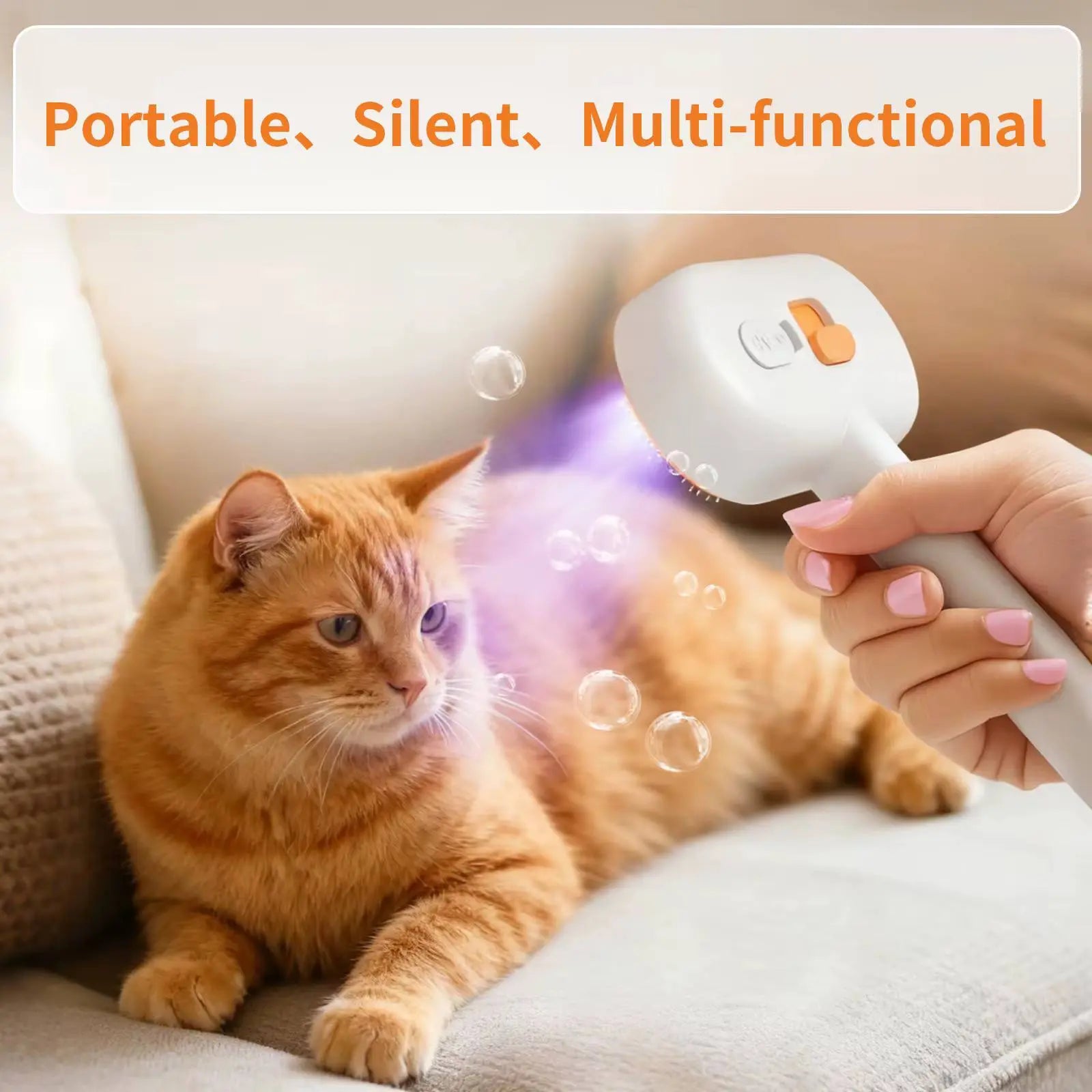 Enhanced 3-in-1 Steam Pet Grooming Brush for Dogs and Cats – Self-Cleaning Deshedding Comb with Mist Spray and UV Sanitization