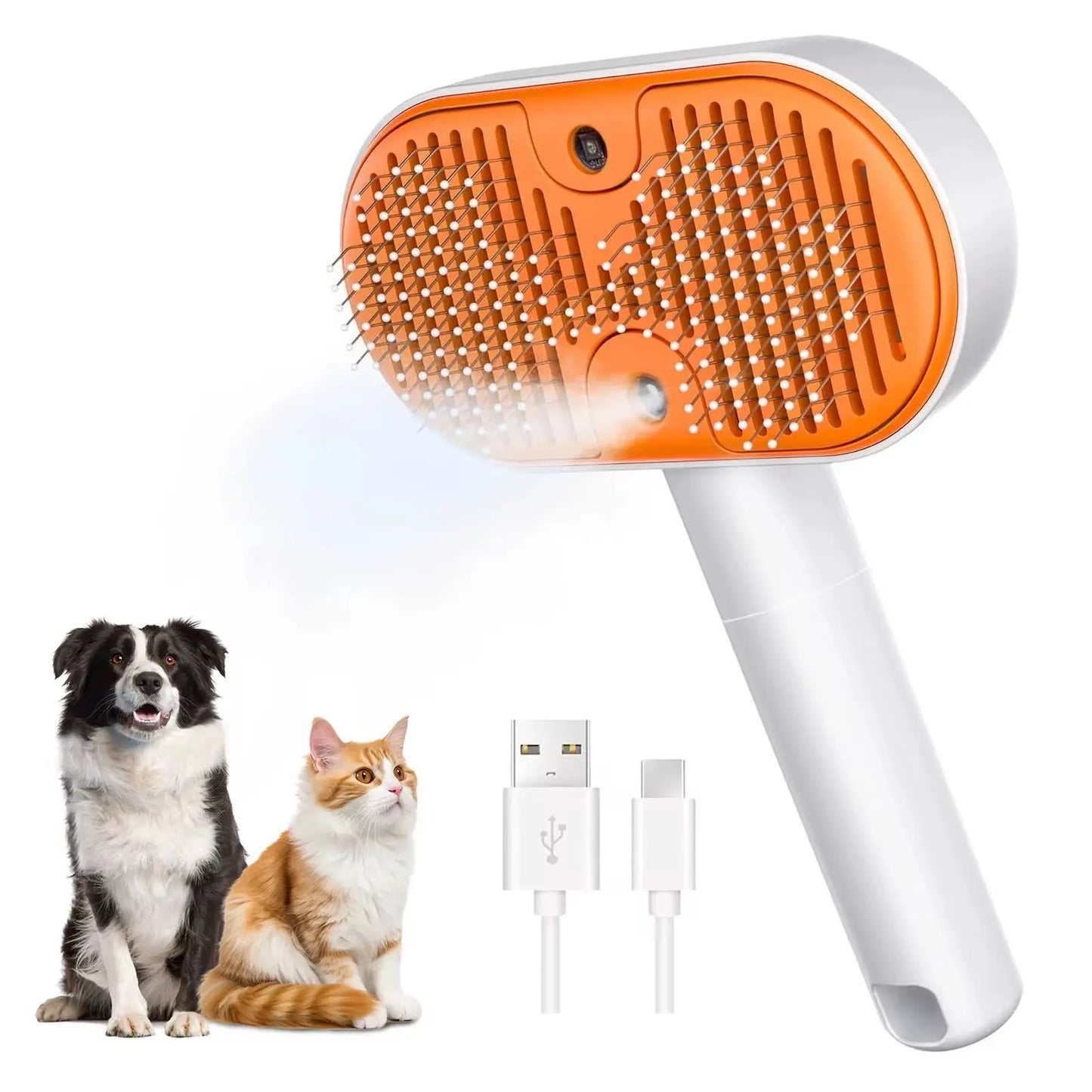 Enhanced 3-in-1 Steam Pet Grooming Brush for Dogs and Cats – Self-Cleaning Deshedding Comb with Mist Spray and UV Sanitization