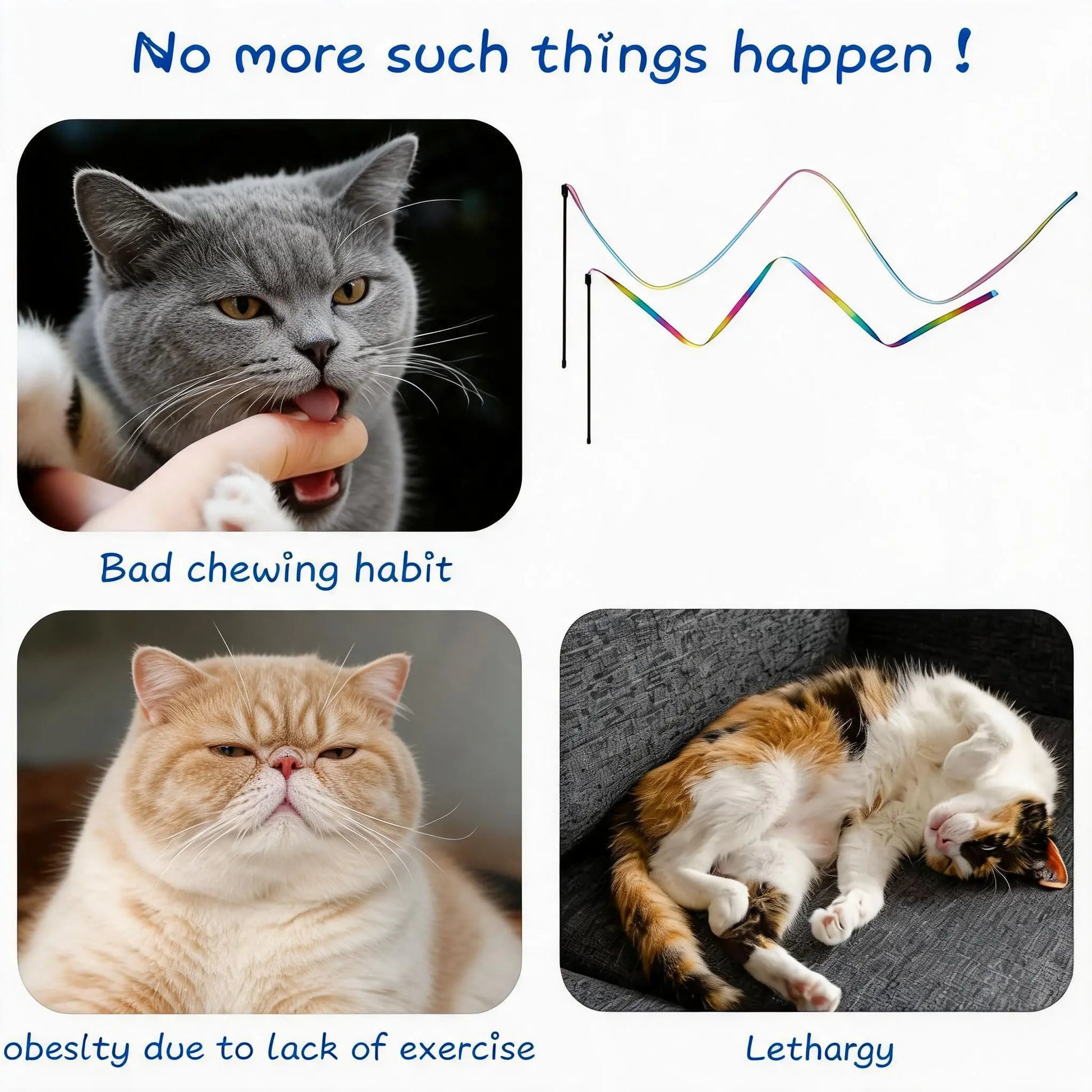 Interactive Cat Ribbon Wand Toy - Rainbow Teaser String for Kittens, High-Elastic Wand with Soft Satin Charmer, Ideal Gift for Indoor Cat Exercise