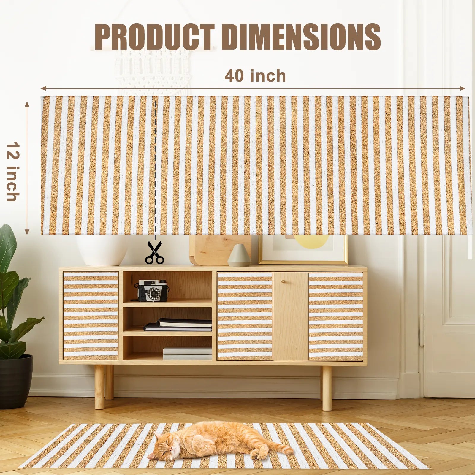 Enhanced Natural Cork and Felt Cat Scratching Mat, Durable Furniture Protector with 3M Adhesive, Customizable Fit for Sofa, Floor, and Wall, Eco-Friendly Cat Toy by Mocherpion