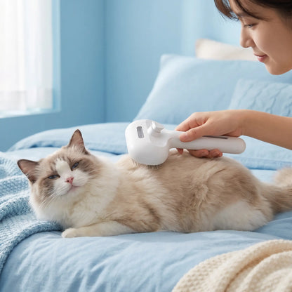 Upgraded Steam Cat Brush, 3-In-1 Self-Cleaning Spray Pet Brush for Cats & Dogs, Skin-Safe Deshedding & Grooming Tool for Long & Short-Haired Pets
