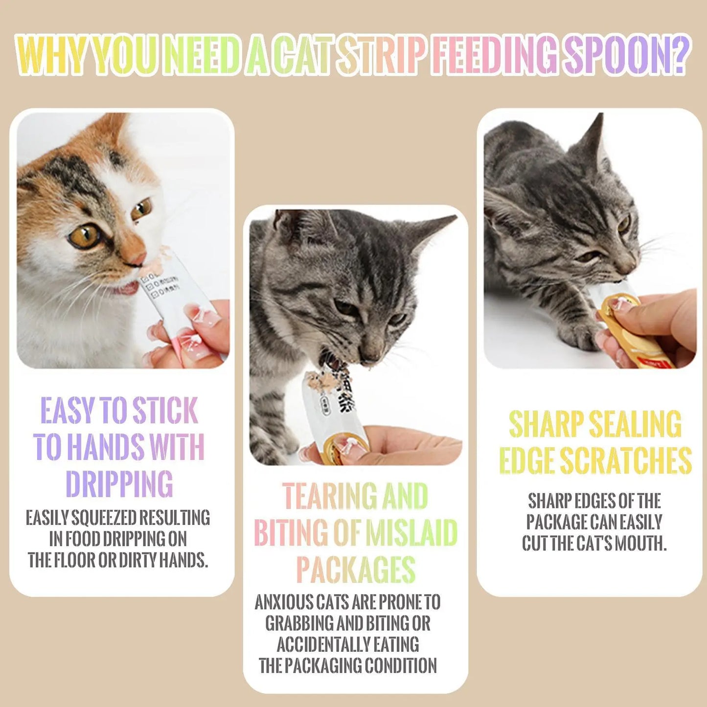 4 Counts Cat Treat Spoon Multifunctional Dispenser for Wet Food, Licky Treats Squeeze & Puree Tubes, Easy Feeding and Storage with with Extra Long Handle Design, Cat Accessories