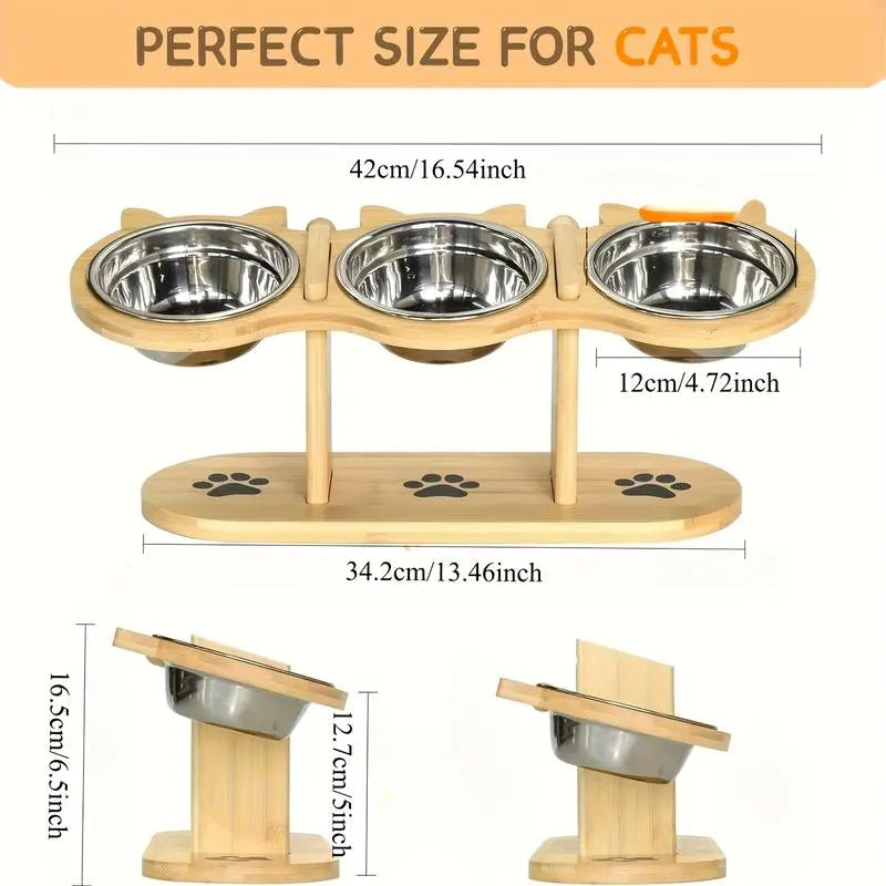 Elevated Multi-Layer Cat Feeder with Food and Water Bowls, Featuring 3 Stands, Easy Assembly, and Portable Design, Perfect for Multi-Cat Households