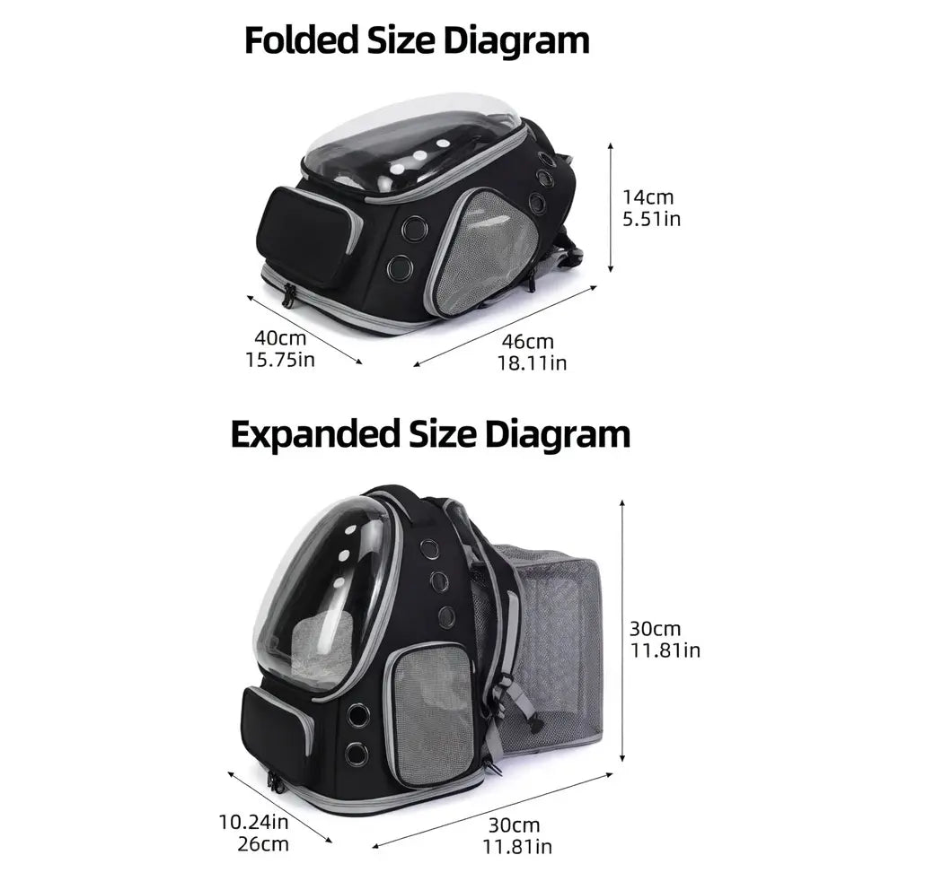 Expandable Pet Carrier Backpack for Dogs and Cats - Foldable Travel Solution for Hiking
