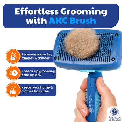American Kennel Club Retractable Bristle Self-Cleaning Grooming Brush for Dogs and Cats