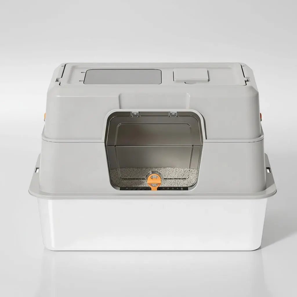 Fully Enclosed Stainless Steel Cat Litter Box - Dual Entry, Odor-Lock Design, 23.6In X 15.75In X 15.75In Litter Pan, Litter Bix Black Friday Special