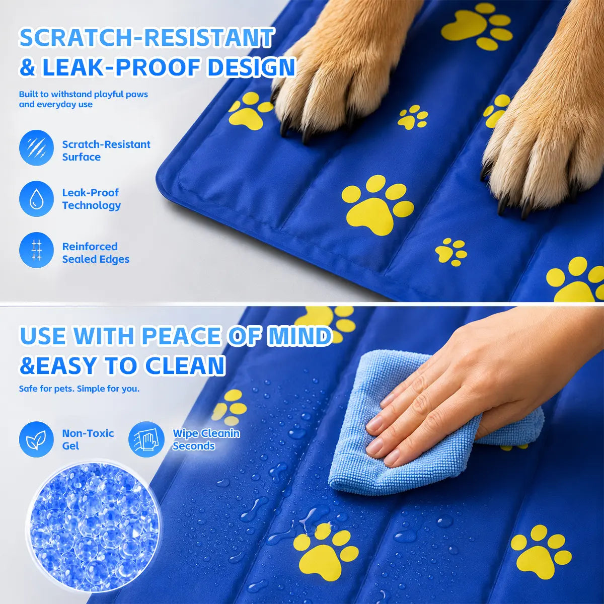 Non-Toxic Gel Self-Cooling Pet Mat for Dogs & Cats, Easy to Clean, Cool Bedroom Stuff