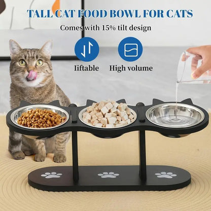 Elevated Multi-Layer Cat Feeder with Food and Water Bowls, Featuring 3 Stands, Easy Assembly, and Portable Design, Perfect for Multi-Cat Households
