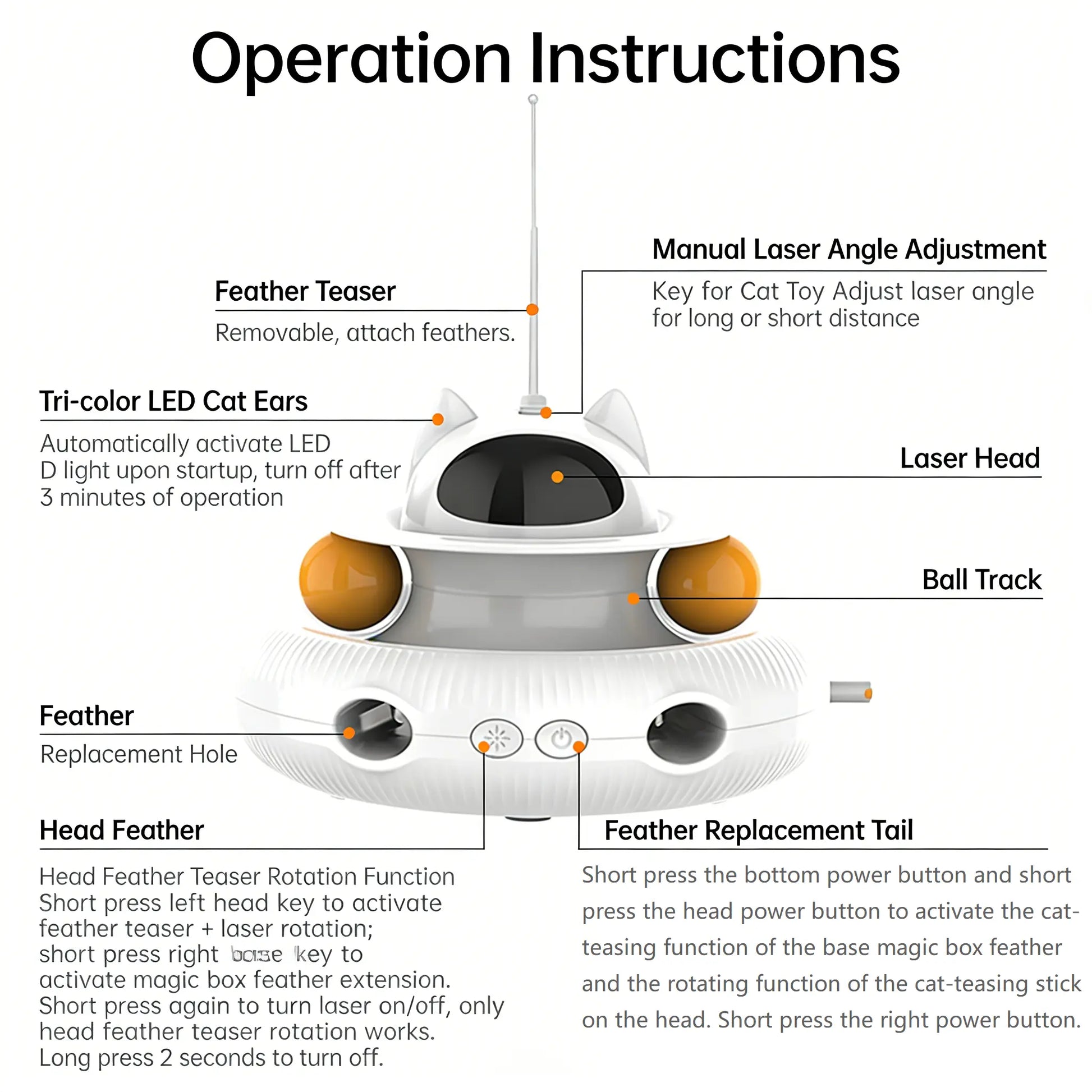 New 5-In-1 Interactive Cat Toy | Rotating Feather Teaser & Light Pointer & Track | Magic Box Cat Toy for Bored Indoor Cats