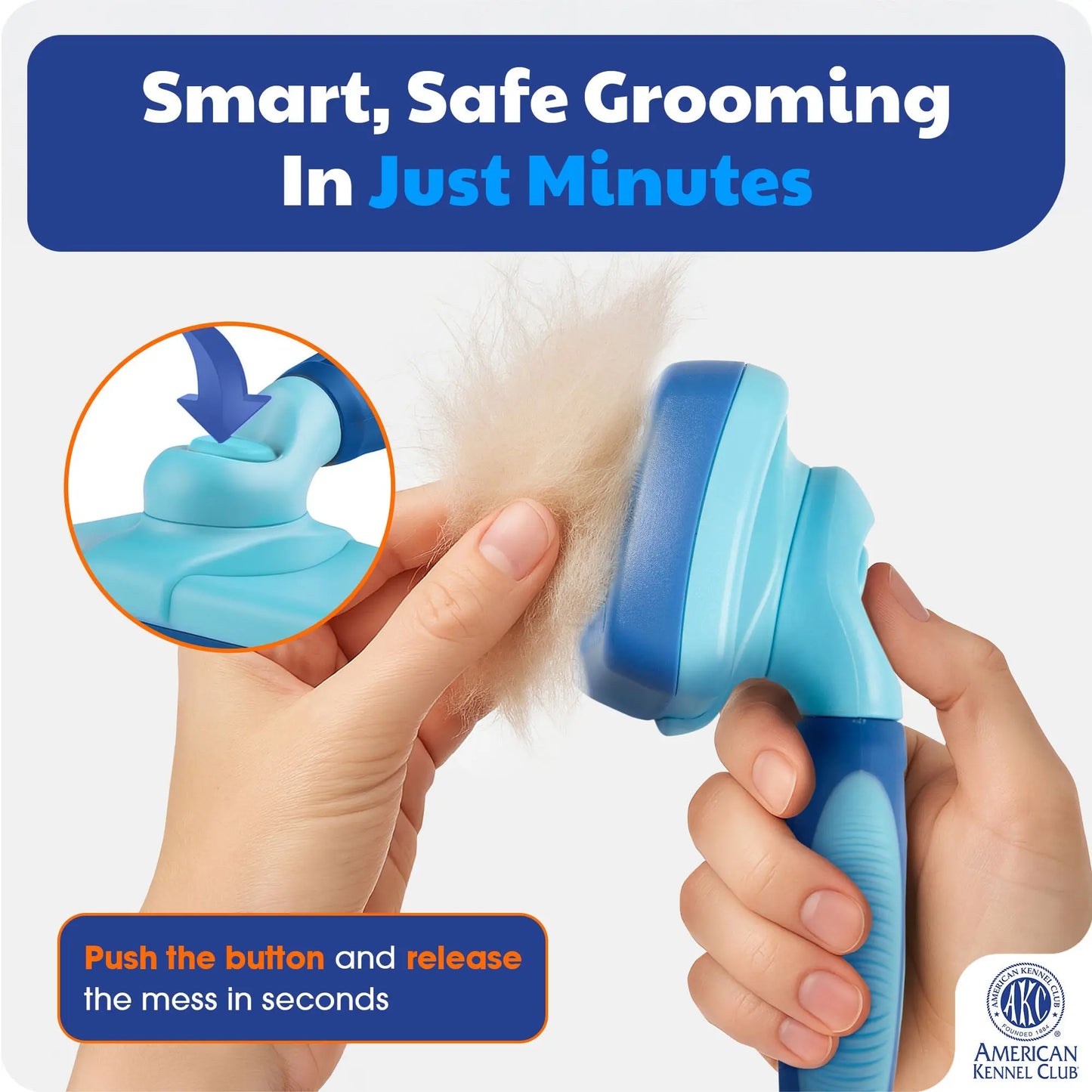 American Kennel Club Retractable Bristle Self-Cleaning Grooming Brush for Dogs and Cats