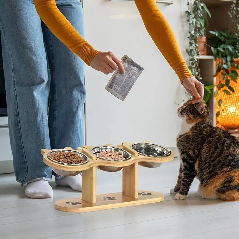 Elevated Multi-Layer Cat Feeder with Food and Water Bowls, Featuring 3 Stands, Easy Assembly, and Portable Design, Perfect for Multi-Cat Households