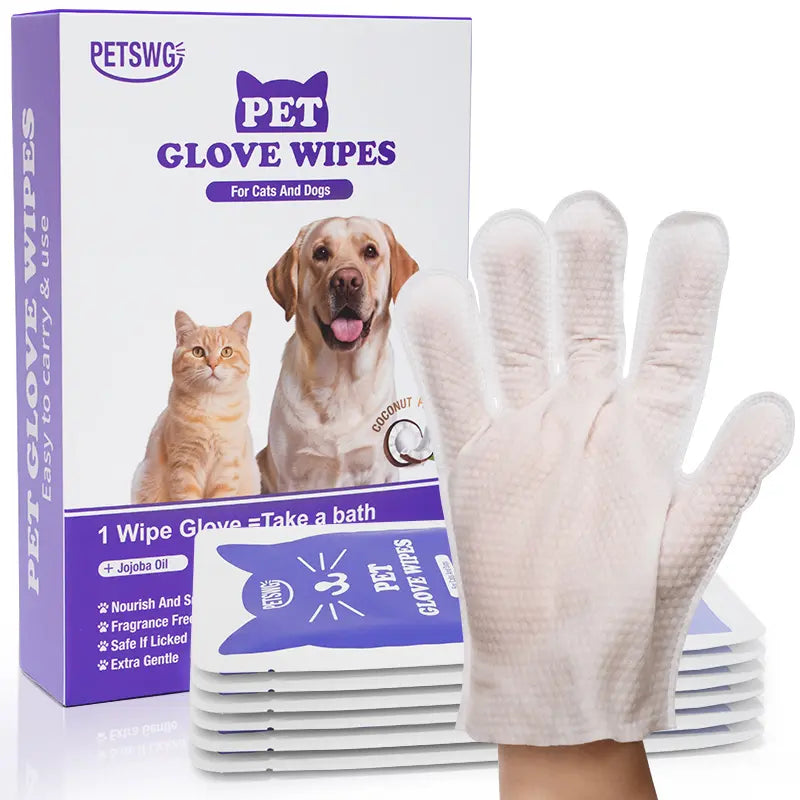 20-Piece Hypoallergenic Pet Cleaning Gloves and Coconut Oil Grooming Wipes for Deodorizing and Bathing Dogs