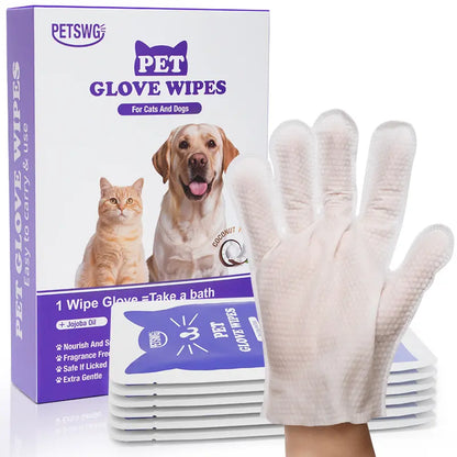 20-Piece Hypoallergenic Pet Cleaning Gloves and Coconut Oil Grooming Wipes for Deodorizing and Bathing Dogs