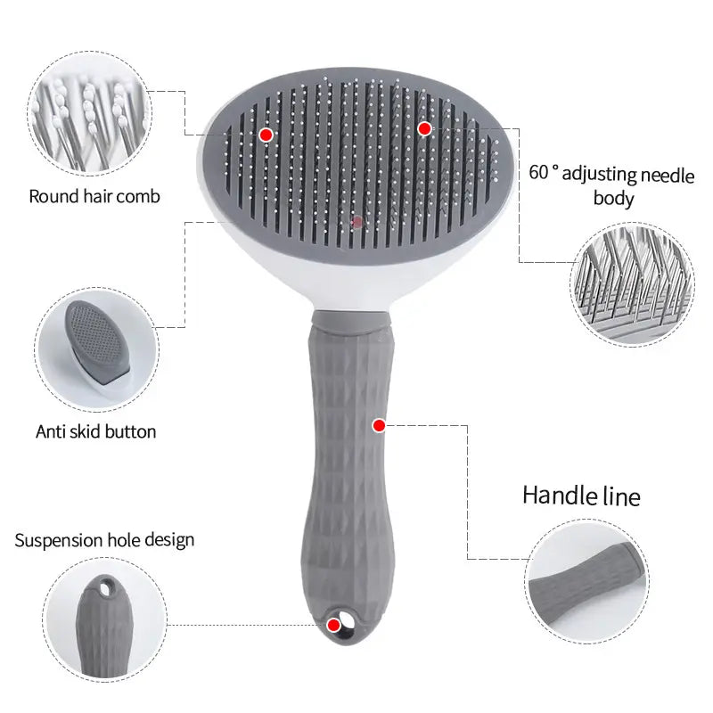 Professional Pet Grooming Kit - 4-Piece Set with Self-Cleaning Slicker Brush, Dual-Sided Stainless Steel Dematting Comb, Tear Stain Comb, and Fur Removal Tool for Dogs and Cats of All Hair Types