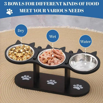Elevated Multi-Layer Cat Feeder with Food and Water Bowls, Featuring 3 Stands, Easy Assembly, and Portable Design, Perfect for Multi-Cat Households