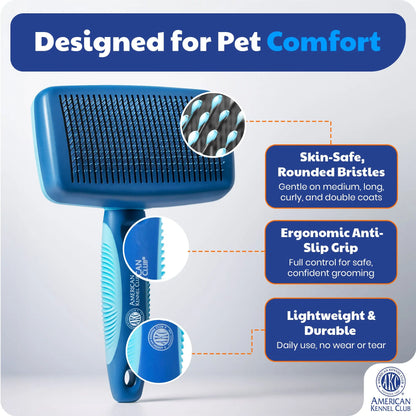 American Kennel Club Retractable Bristle Self-Cleaning Grooming Brush for Dogs and Cats