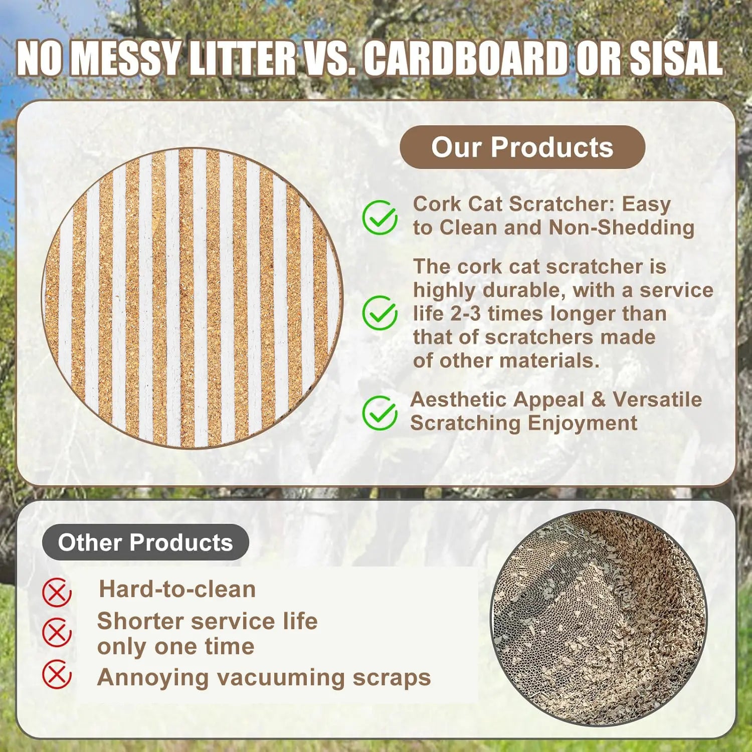 Enhanced Natural Cork and Felt Cat Scratching Mat, Durable Furniture Protector with 3M Adhesive, Customizable Fit for Sofa, Floor, and Wall, Eco-Friendly Cat Toy by Mocherpion