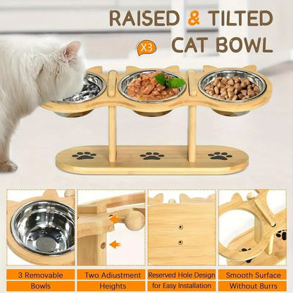 Elevated Multi-Layer Cat Feeder with Food and Water Bowls, Featuring 3 Stands, Easy Assembly, and Portable Design, Perfect for Multi-Cat Households