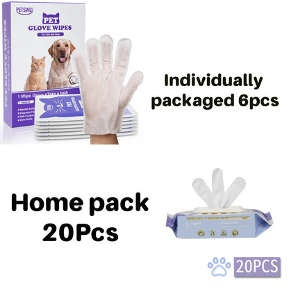 20-Piece Hypoallergenic Pet Cleaning Gloves and Coconut Oil Grooming Wipes for Deodorizing and Bathing Dogs