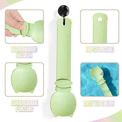4 Counts Cat Treat Spoon Multifunctional Dispenser for Wet Food, Licky Treats Squeeze & Puree Tubes, Easy Feeding and Storage with with Extra Long Handle Design, Cat Accessories