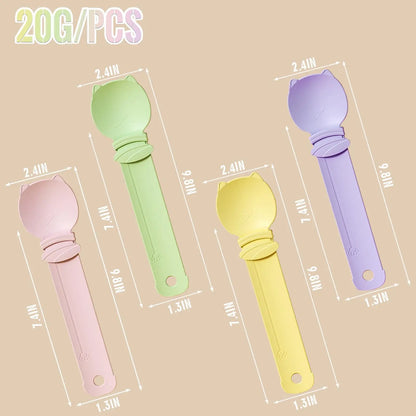 4 Counts Cat Treat Spoon Multifunctional Dispenser for Wet Food, Licky Treats Squeeze & Puree Tubes, Easy Feeding and Storage with with Extra Long Handle Design, Cat Accessories