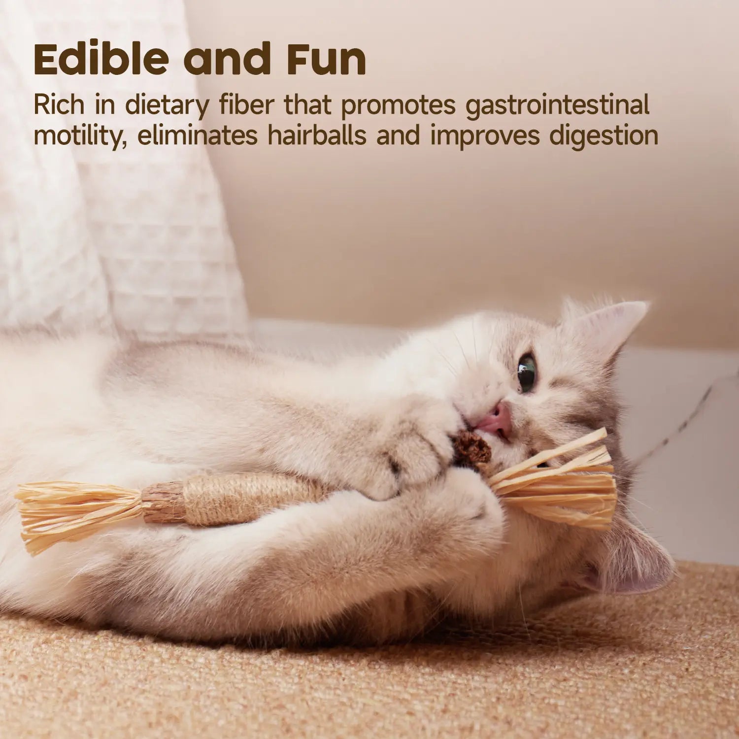 Potaroma 6 Pcs Natural Silvervine Cat Chew Sticks, Teeth Cleaning Chew Toys for Cats & Kittens