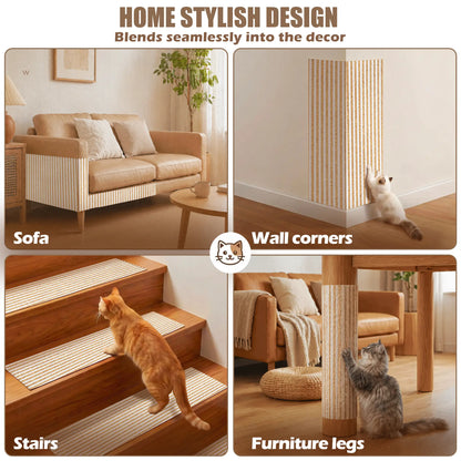 Enhanced Natural Cork and Felt Cat Scratching Mat, Durable Furniture Protector with 3M Adhesive, Customizable Fit for Sofa, Floor, and Wall, Eco-Friendly Cat Toy by Mocherpion