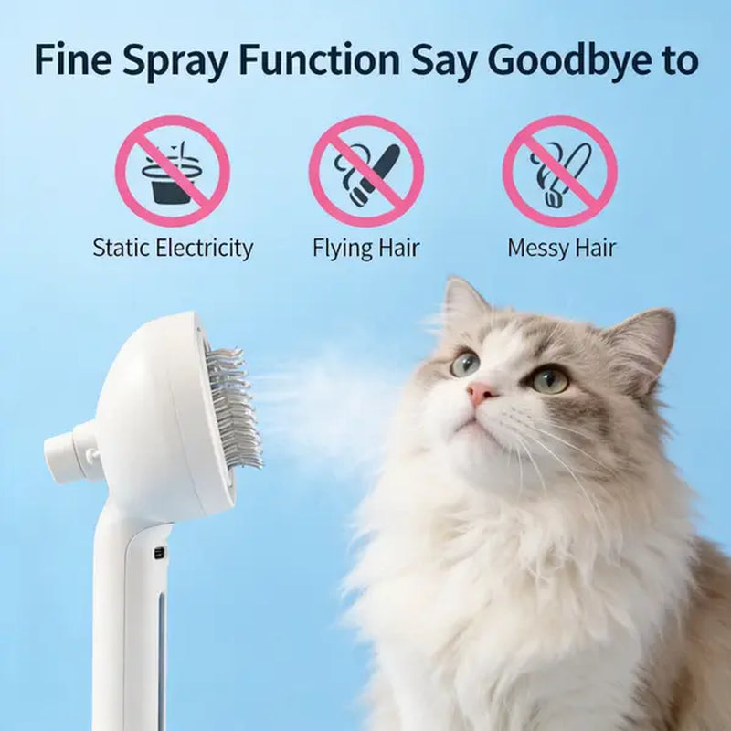 Upgraded Steam Cat Brush, 3-In-1 Self-Cleaning Spray Pet Brush for Cats & Dogs, Skin-Safe Deshedding & Grooming Tool for Long & Short-Haired Pets