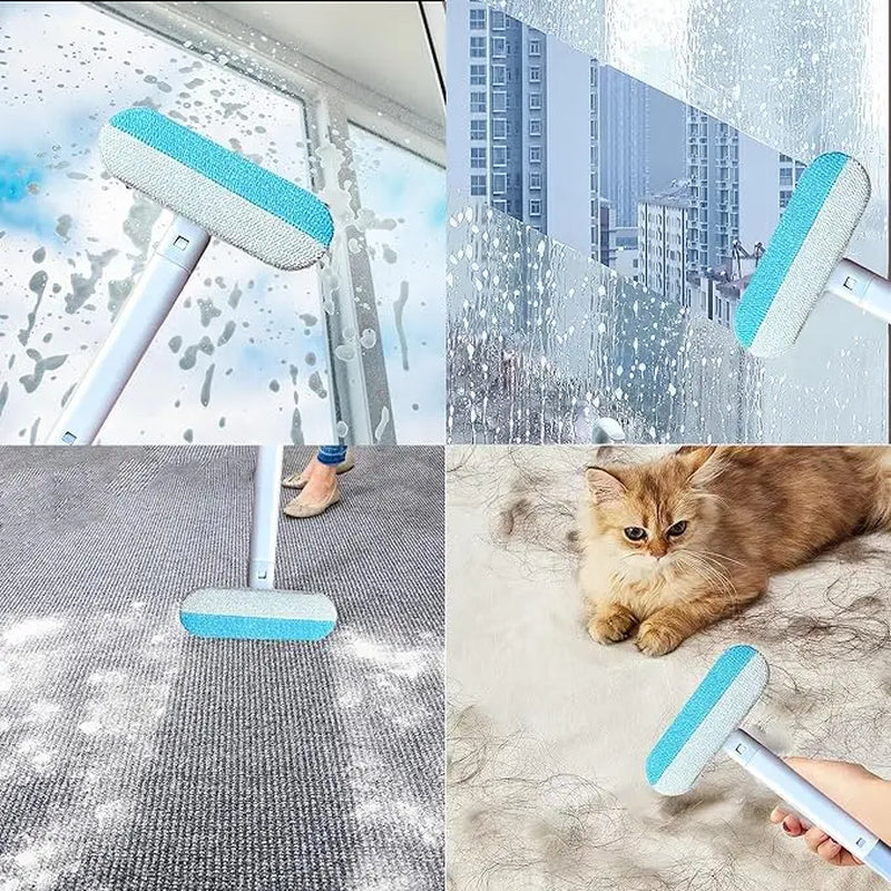 4-in-1 Reusable Lint Remover Broom with 17.7-Inch Standard Handle for Pet Hair Removal from Furniture and Car Seats