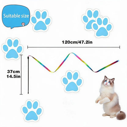 Interactive Cat Ribbon Wand Toy - Rainbow Teaser String for Kittens, High-Elastic Wand with Soft Satin Charmer, Ideal Gift for Indoor Cat Exercise