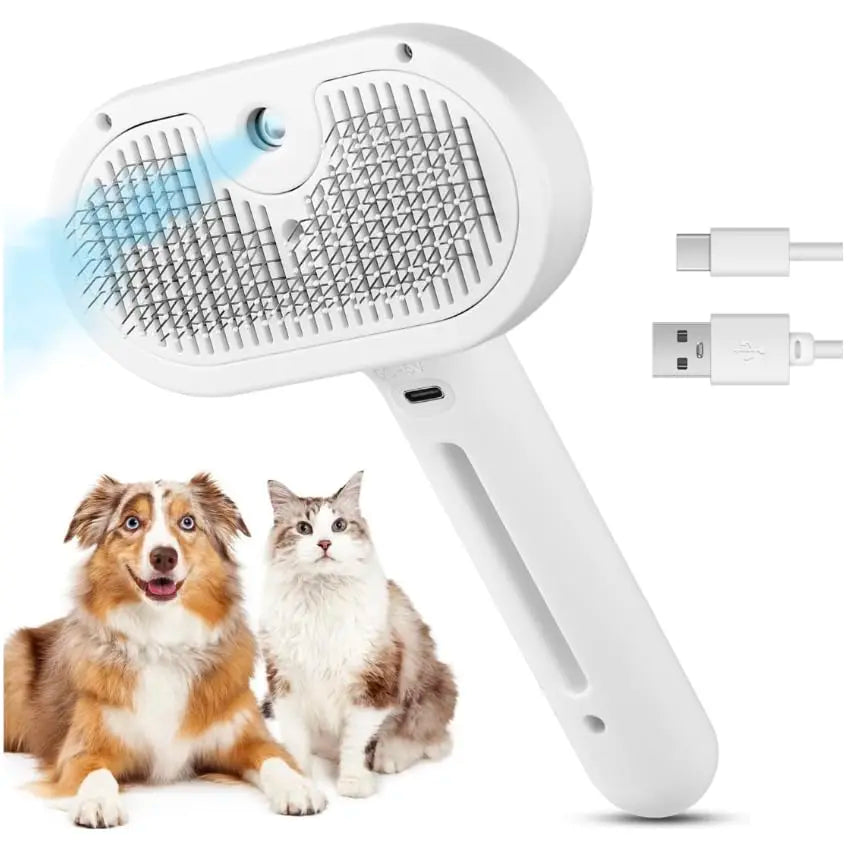3-in-1 Steam Pet Grooming Brush for Dogs and Cats - Effective Tool for Removing Tangled Loose Hair from Long and Short Fur